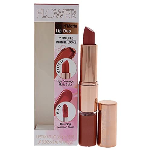 FLOWER BEAUTY Mix N Matte Lip Duo - Matte Lipstick & High Shine Lip Gloss Duo (Melon Kiss)