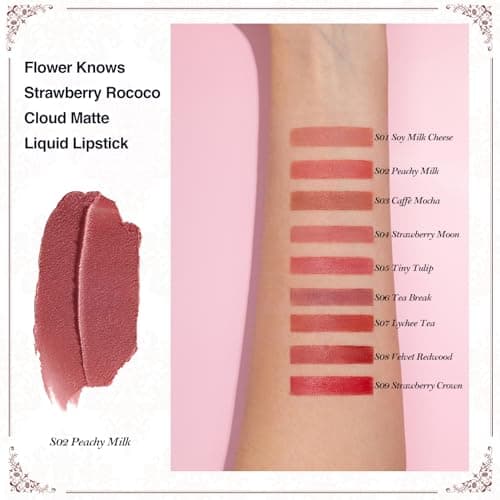 Flower Knows Strawberry Rococo Cloud Lip Cream Matte Liquid Lipstick for Girls & Women