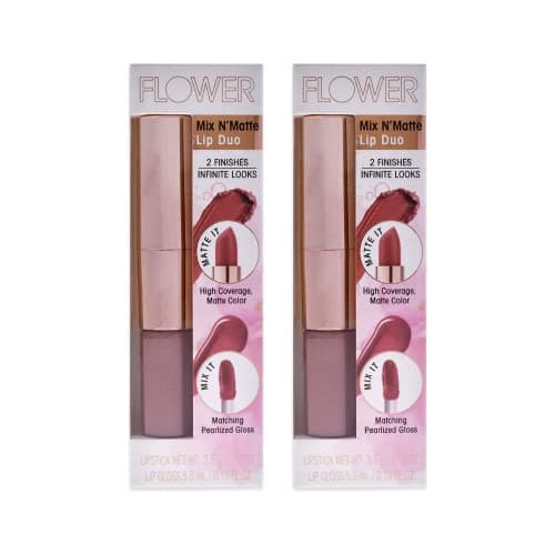 FLOWER BEAUTY Mix N Matte Lip Duo - Matte Lipstick & High Shine Lip Gloss Duo (Melon Kiss) — LD2 Honey Nude