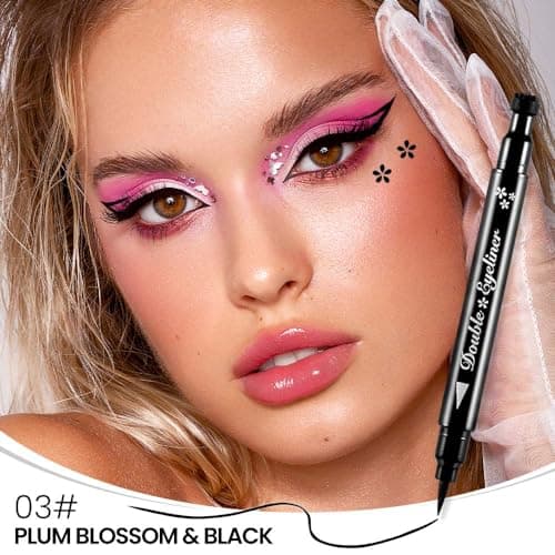 BINGBRUSH Double-head Liquid Stamp Eyeliner Pencil (03#Flower&Black)