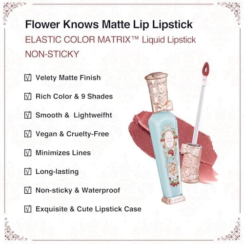 Flower Knows Strawberry Rococo Cloud Lip Cream Matte Liquid Lipstick for Girls & Women