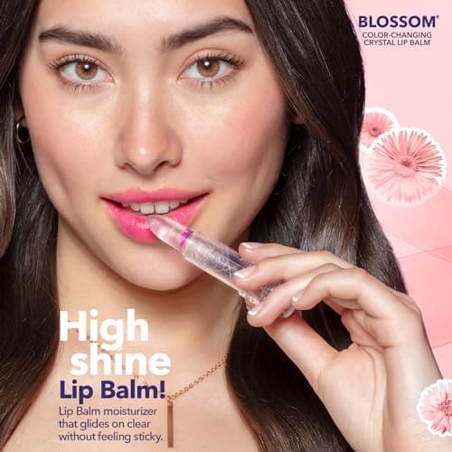 Blossom Custom Color Changing Lip Balm, Mini Coconut Lip Gloss, Infused with Flowers, 2 pk