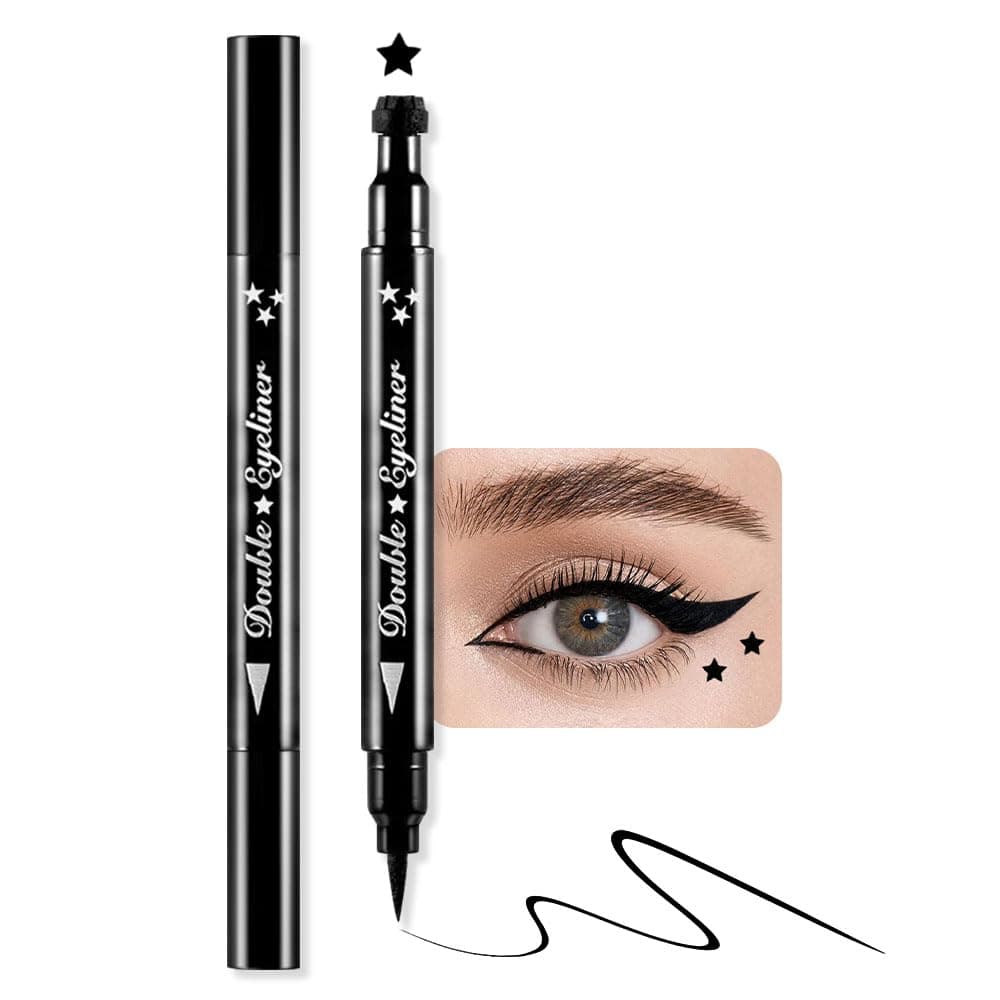 Colorful Waterproof Slim Eyeliner with Flower, Heart, Moon and Star Stamps