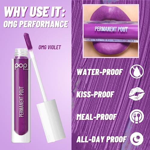 POP Beauty PERMANENT POUT | OMG VIOLET - Long Lasting Liquid Lipstick