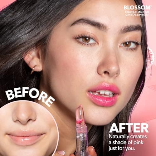 Blossom Custom Color Changing Lip Balm, Mini Coconut Lip Gloss, Infused with Flowers, 2 pk