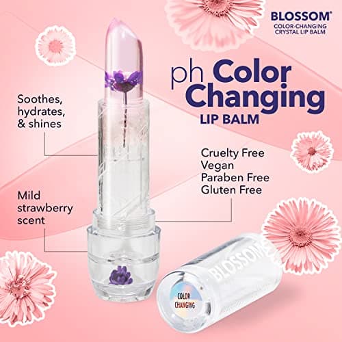 Blossom Custom Color Changing Lip Balm, Mini Coconut Lip Gloss, Infused with Flowers, 2 pk